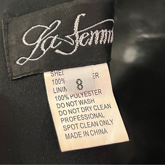 La Femme Sleeveless Mesh Cut Out Crystal Sides Full Length Black Mermaid Dress 8 - Picture 16 of 16